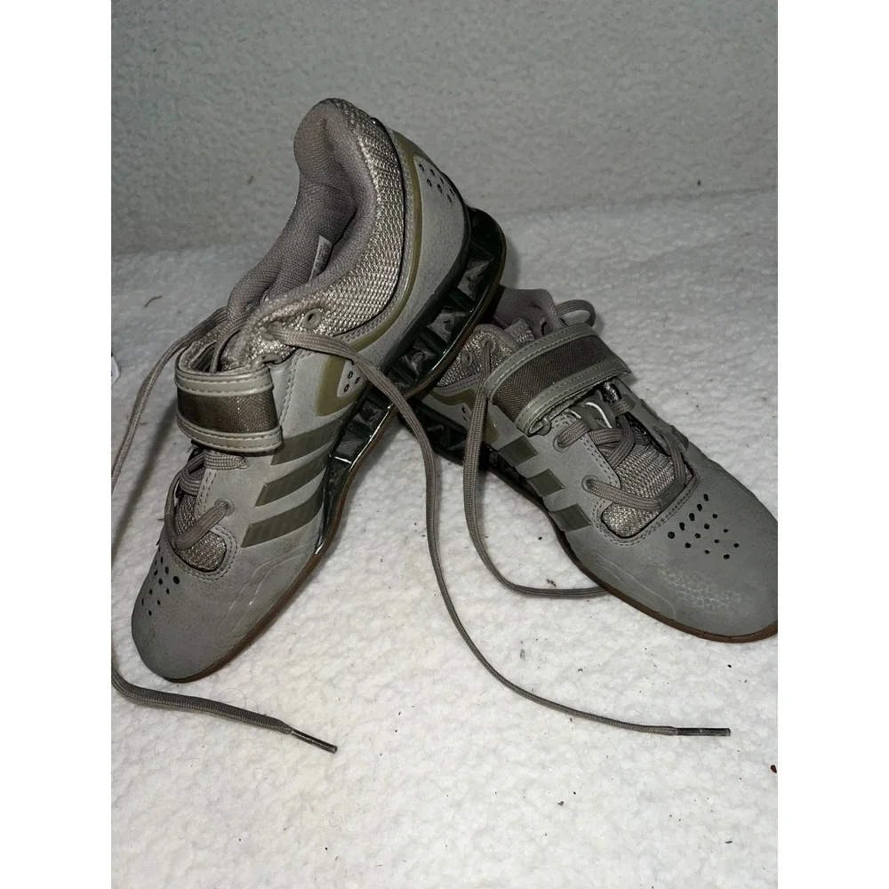 Adidas Adipower Weightlifting Shoes Mens 6 Olive Green Grey DA9874 Squat Gym